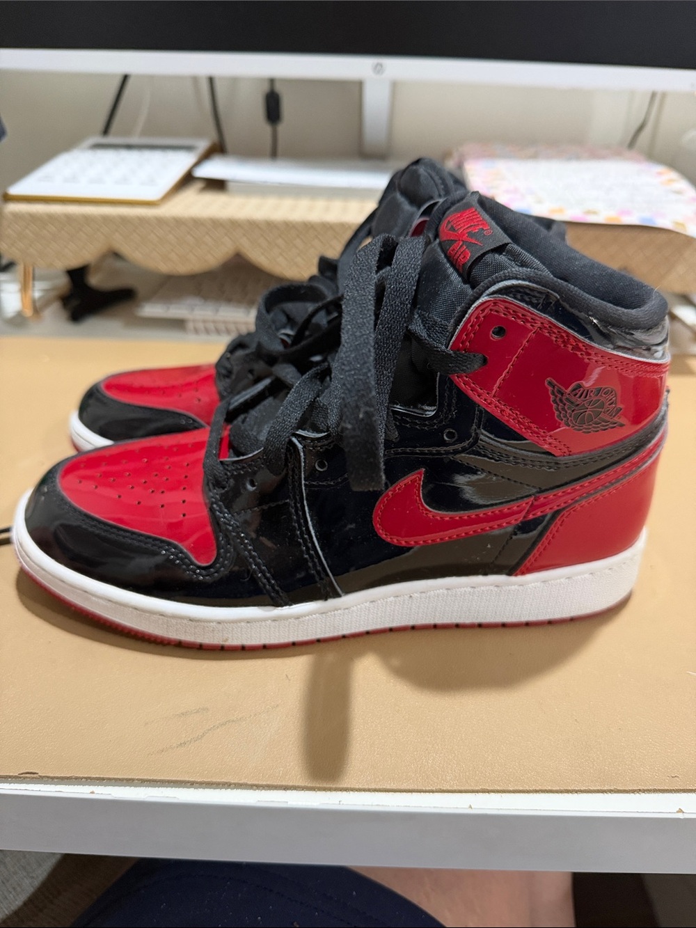 Nike Kids High-Top Sneakers in Black and Red